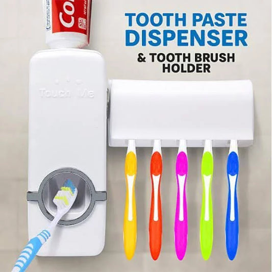 Toothpaste Dispenser With 5 Brush Holder