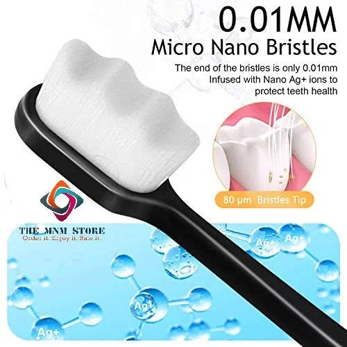 Pack of 2 Ultra-fine Soft Toothbrush Million Nano Bristle Adult Tooth Brush Teeth Deep Cleaning Portable Travel Dental Oral Care Brush