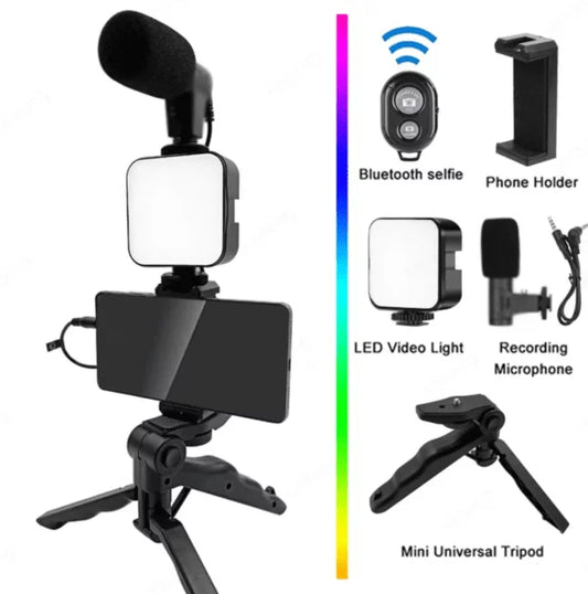 Portable Vlogging Kit Video Making Equipment with Tripod Bluetooth Control